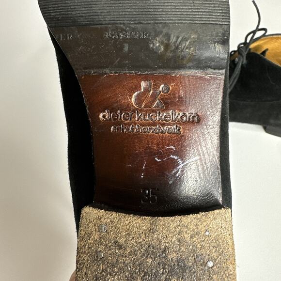 Dieter Kuckelkorn Black Suede Laced Ankle Boots Size 4.5 EUR 35 Made in Germany - Picture 10 of 11